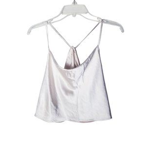 NWT Lulu's Beige Hold Onto Love Medium Satin Split Open Back‎ Crop Cami Tank Top